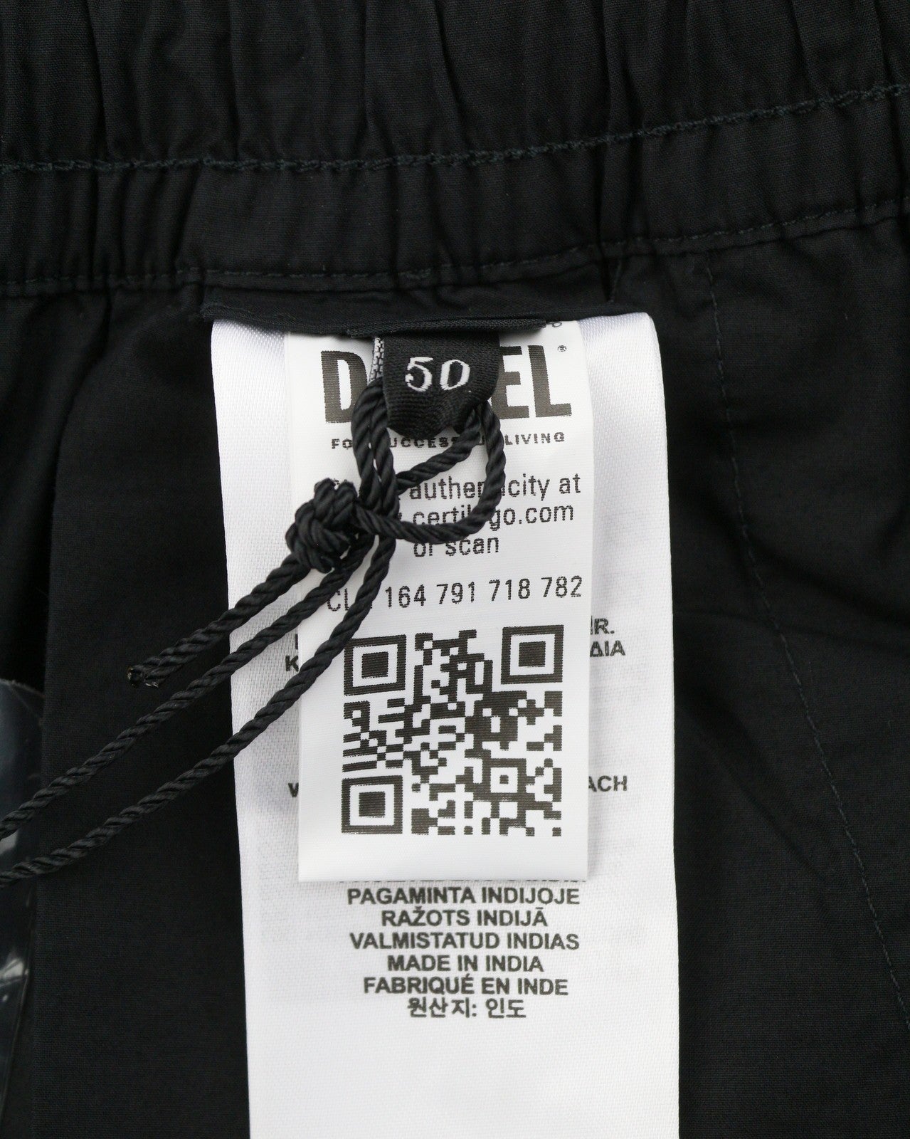 DIESEL P-Ferg-Out-New Men Shorts 50 W34 Black Elastic Drawstring Waist RRP120