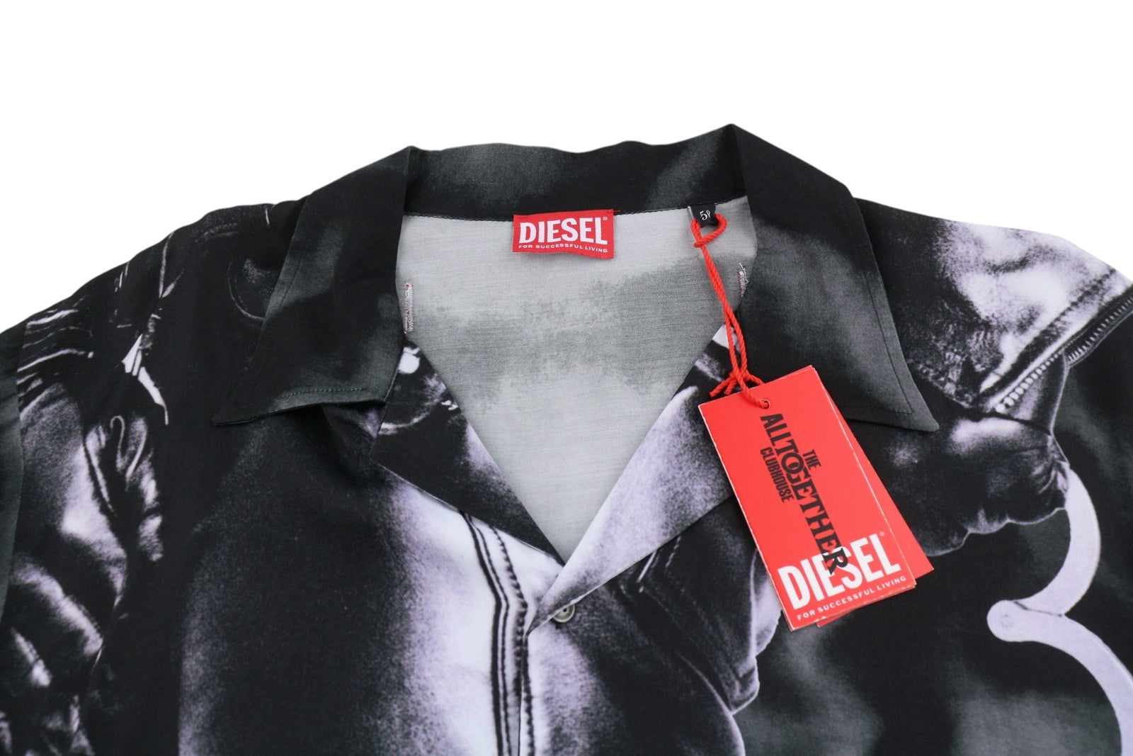 DIESEL PR-S-Mec-23 Men Shirt 50 Black All-Over Graphic Print Unisex RRP175