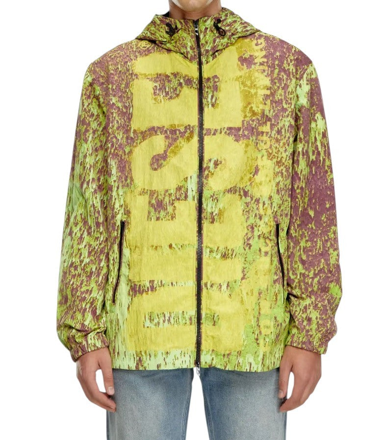 DIESEL J-Brick Men Jacket 52 Multicolor Printed Hooded Lightweight RRP295