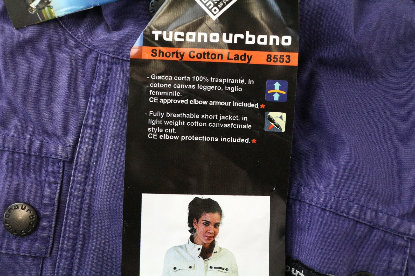 TUCANO URBANO Shorty Cotton Women Jacket IT38 XS Purple Scooter Armour Light