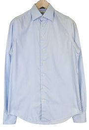 SUITSUPPLY Men Shirt 38L/15L Slim Blue Pure Cotton Classic Long Sleeve