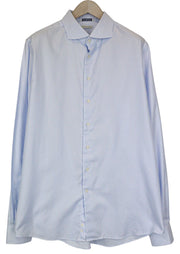 SUITSUPPLY Men Shirt 46L/18L Extra Slim Blue Pure Cotton Striped Formal