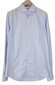 SUITSUPPLY Men Shirt 42L/16 1/2L Extra Slim Blue Pure Cotton Striped Cutaway