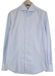 SUITSUPPLY Men Shirt 40/15 3/4 Extra Slim Blue Pure Cotton Stripe Patterned