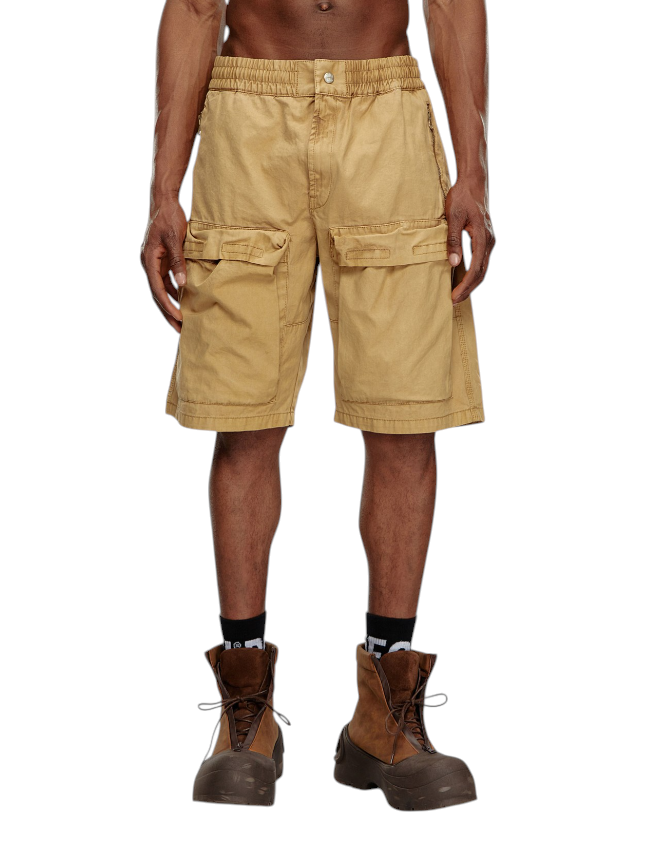 DIESEL P-Beeck-Short Men Shorts 54 W36 Brown Elastic Waist Cargo RRP195
