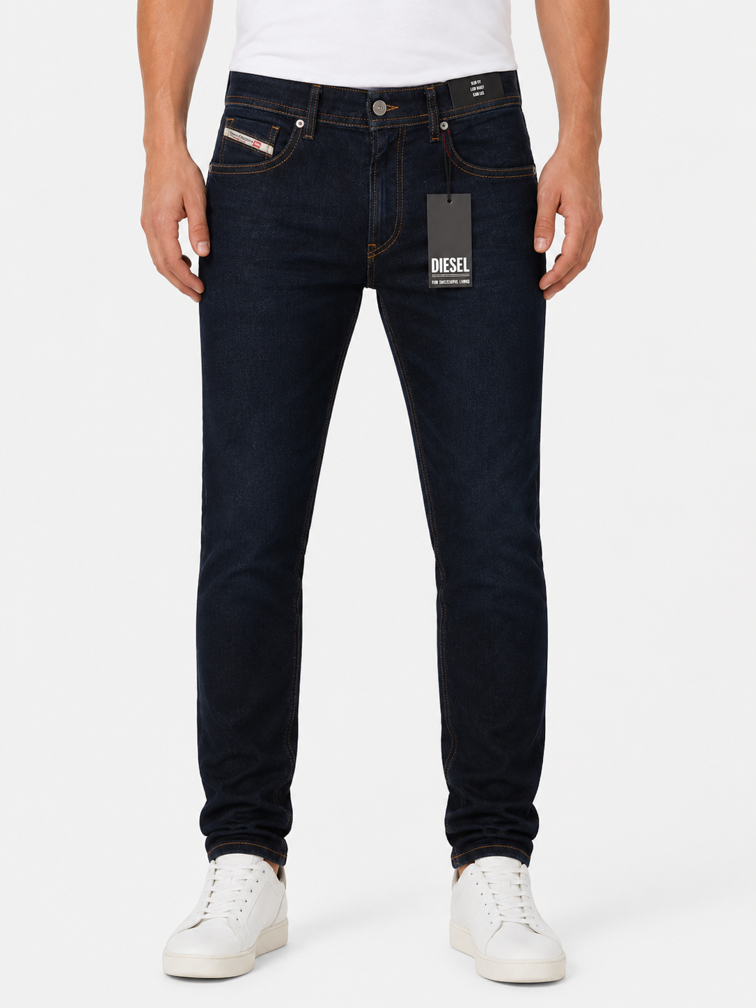 DIESEL Thommer R07R2 Men Jeans W36/L32 Dark Blue Slim Fit Low Waist RRP150