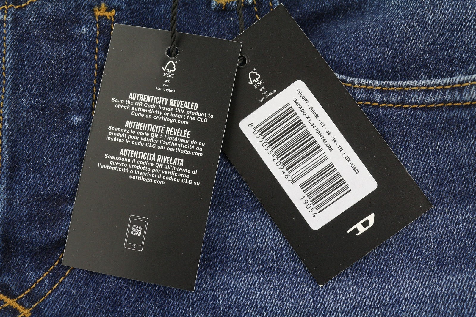 DIESEL Safado-X R608L Men Jeans W34/L34 Blue Faded Whiskers Straight RRP175