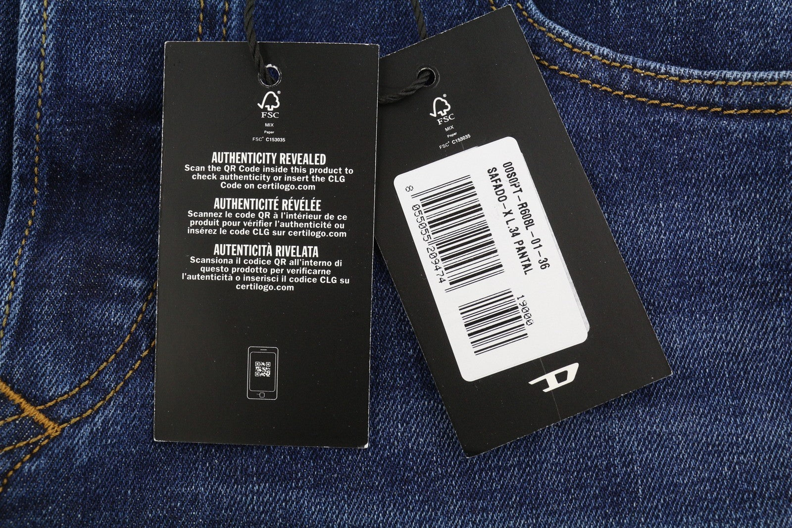 DIESEL Safado-X R608L Men Jeans W36/L34 Blue Faded Whiskers Straight RRP175