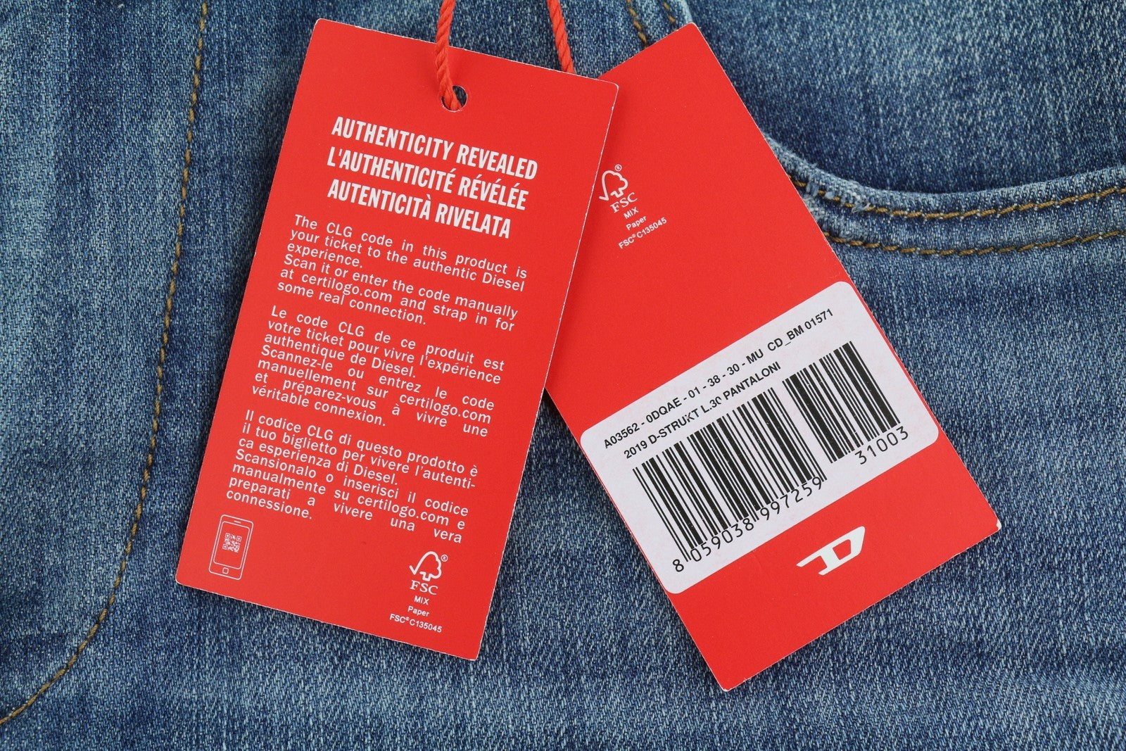 DIESEL 2019 D-Strukt 0DQAE Men Jeans W38/L30 Blue Faded Sim Fit RRP175