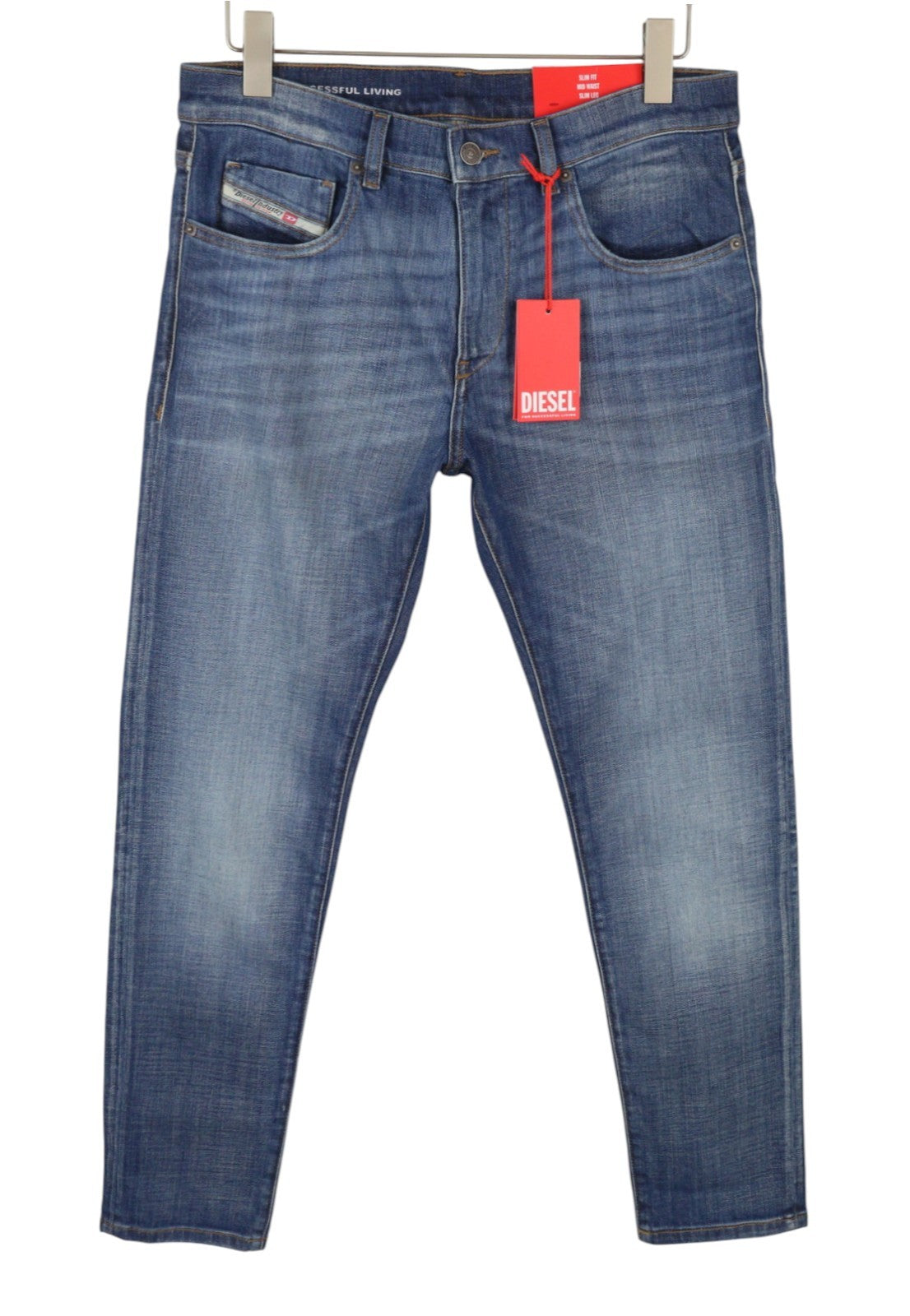 DIESEL 2019 D-Strukt 0DQAE Men Jeans W38/L30 Blue Faded Sim Fit RRP175