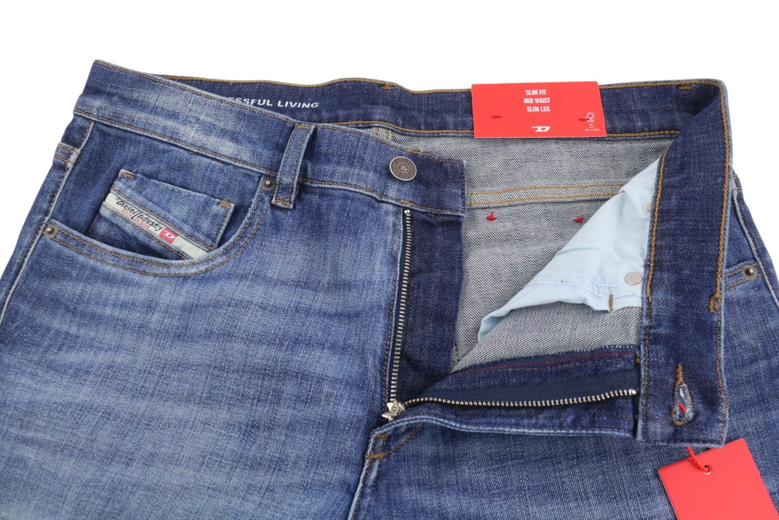 DIESEL 2019 D-Strukt 0DQAE Men Jeans W32/L30 Blue Faded Sim Fit RRP175