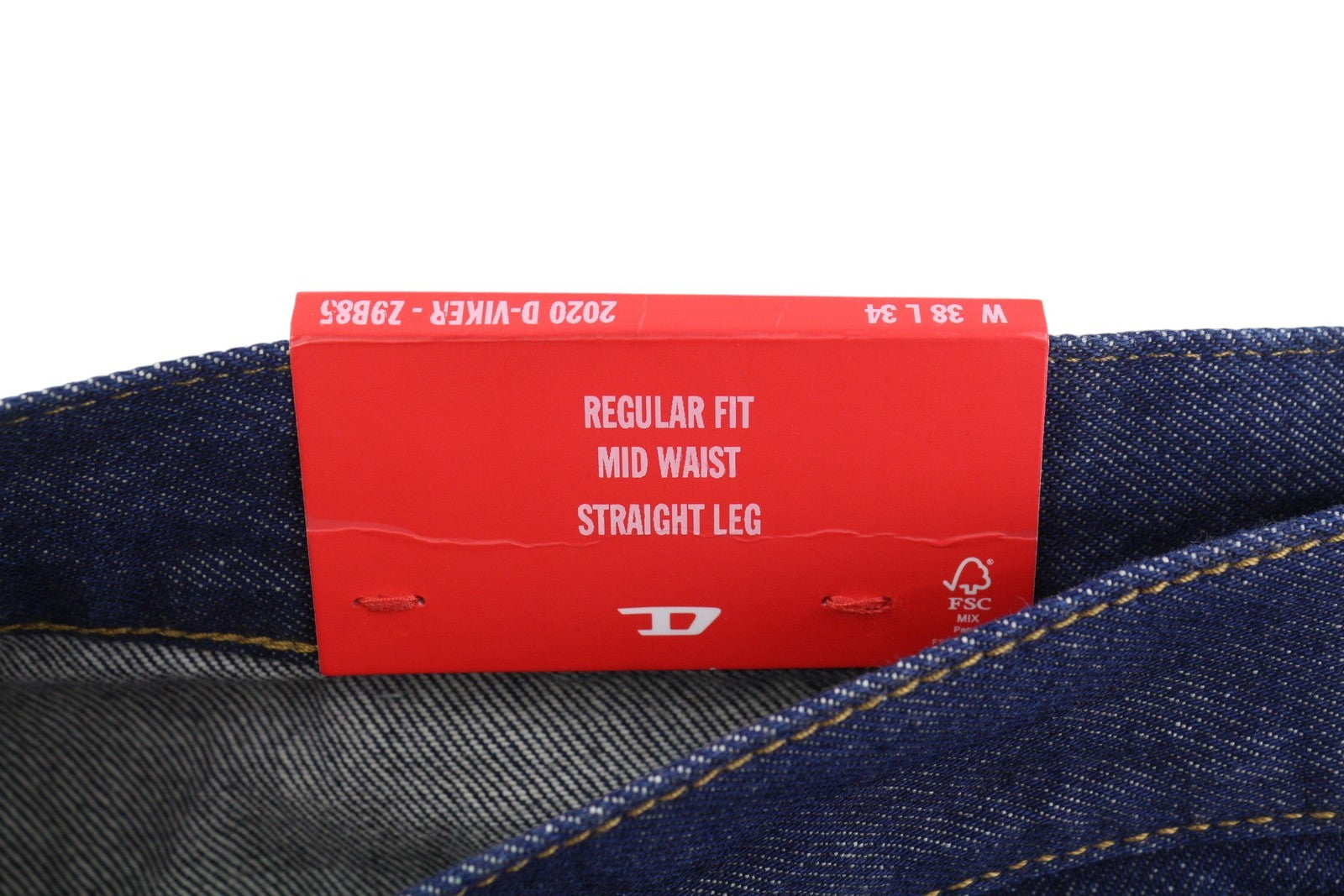 DIESEL 2020 D-Viker Z9B85 Men Jeans W38/L34 Blue Regular Fit Straight Leg RRP150
