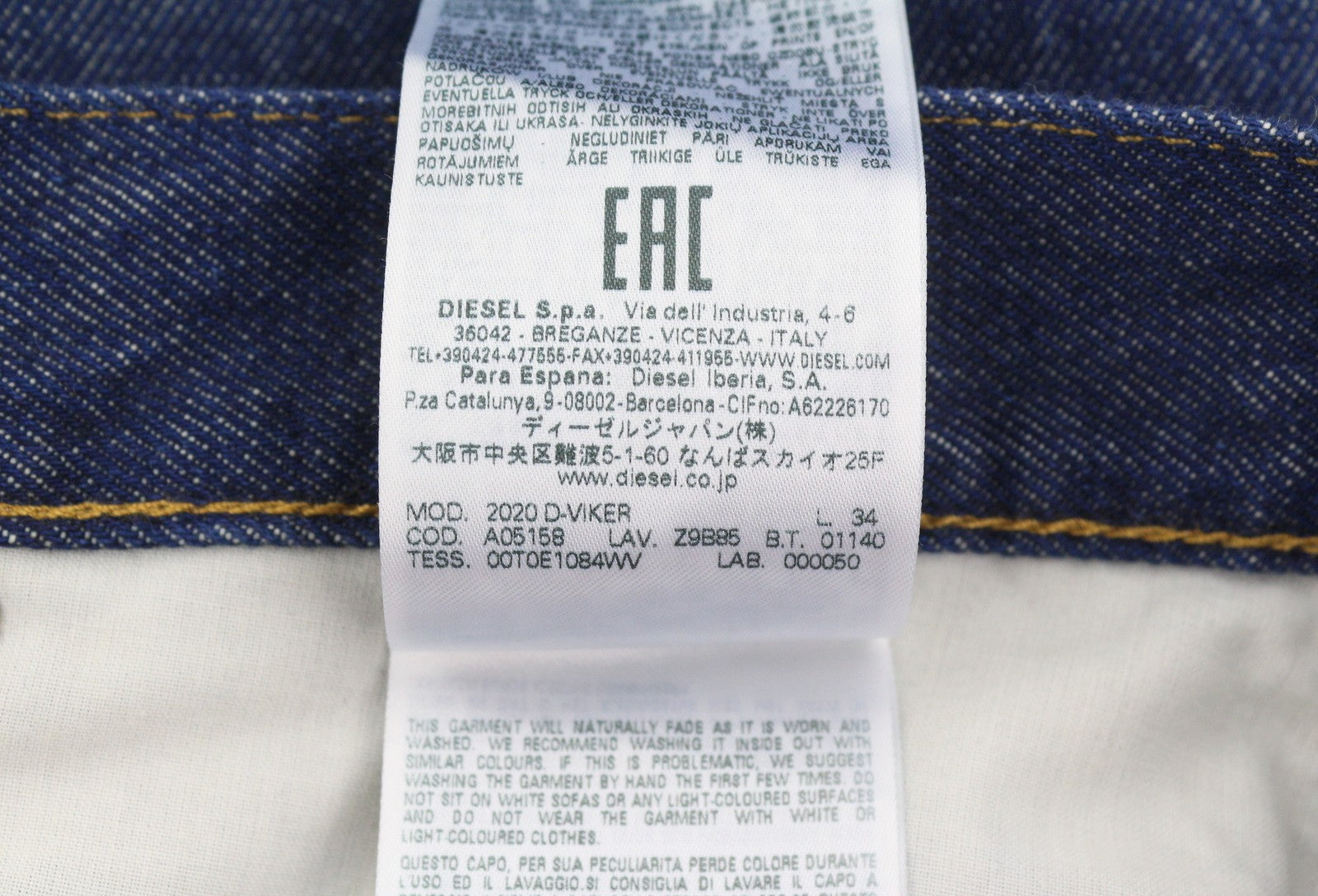 DIESEL 2020 D-Viker Z9B85 Men Jeans W32/L34 Blue Regular Fit Straight Leg RRP150