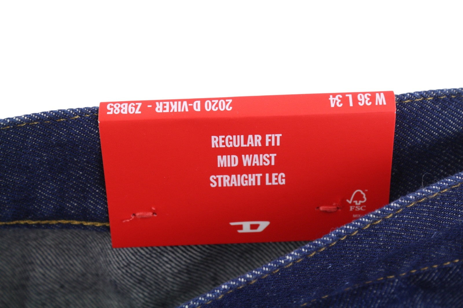 DIESEL 2020 D-Viker Z9B85 Men Jeans W36/L34 Blue Regular Fit Straight Leg RRP150