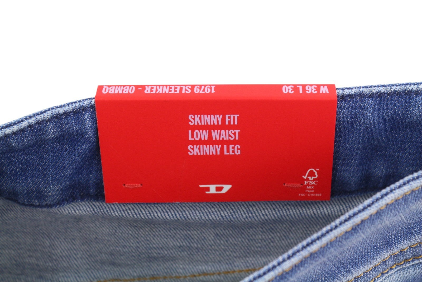 DIESEL 1979 Sleenker 0BMBQ Men Jeans W36/L30 Blue Skinny Fit Low Waist RRP175