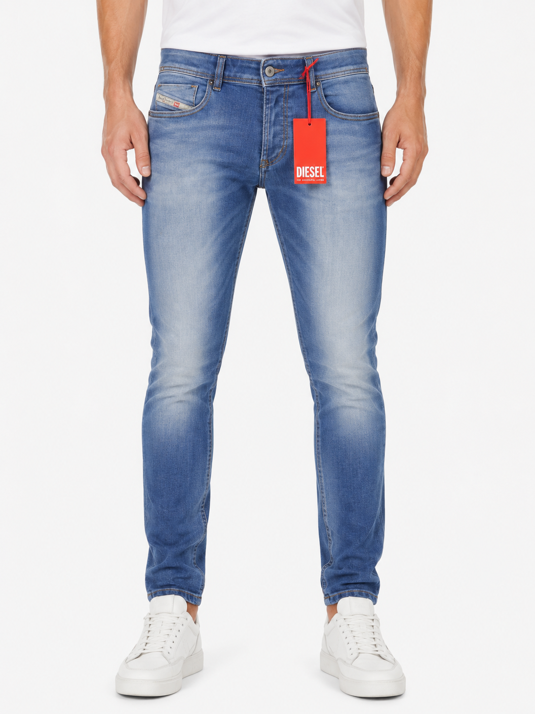 DIESEL 1979 Sleenker 0BMBQ Men Jeans W32/L30 Blue Skinny Fit Low Waist RRP175