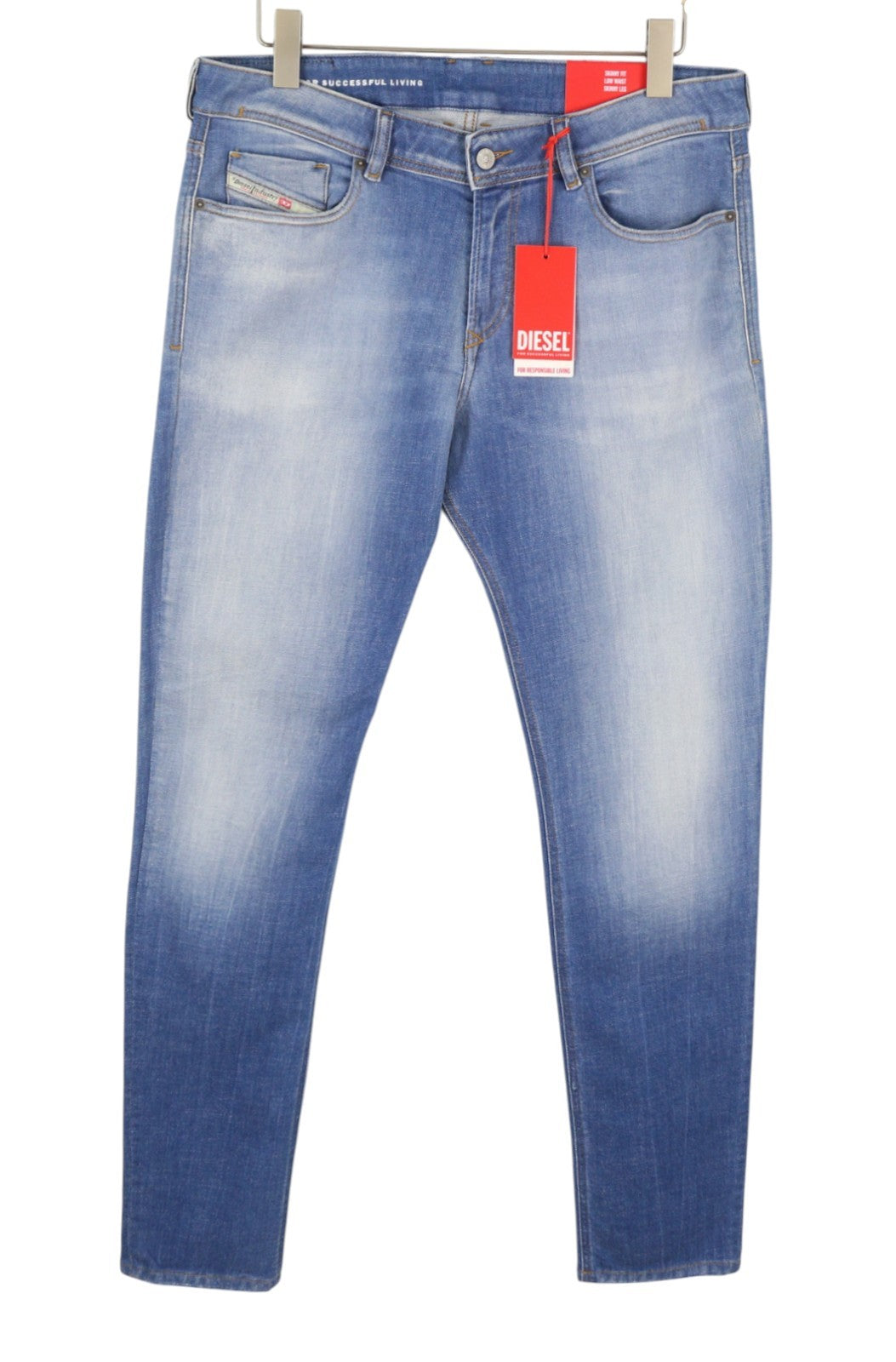 DIESEL 1979 Sleenker 0BMBQ Men Jeans W34/L34 Blue Skinny Fit Low Waist RRP175