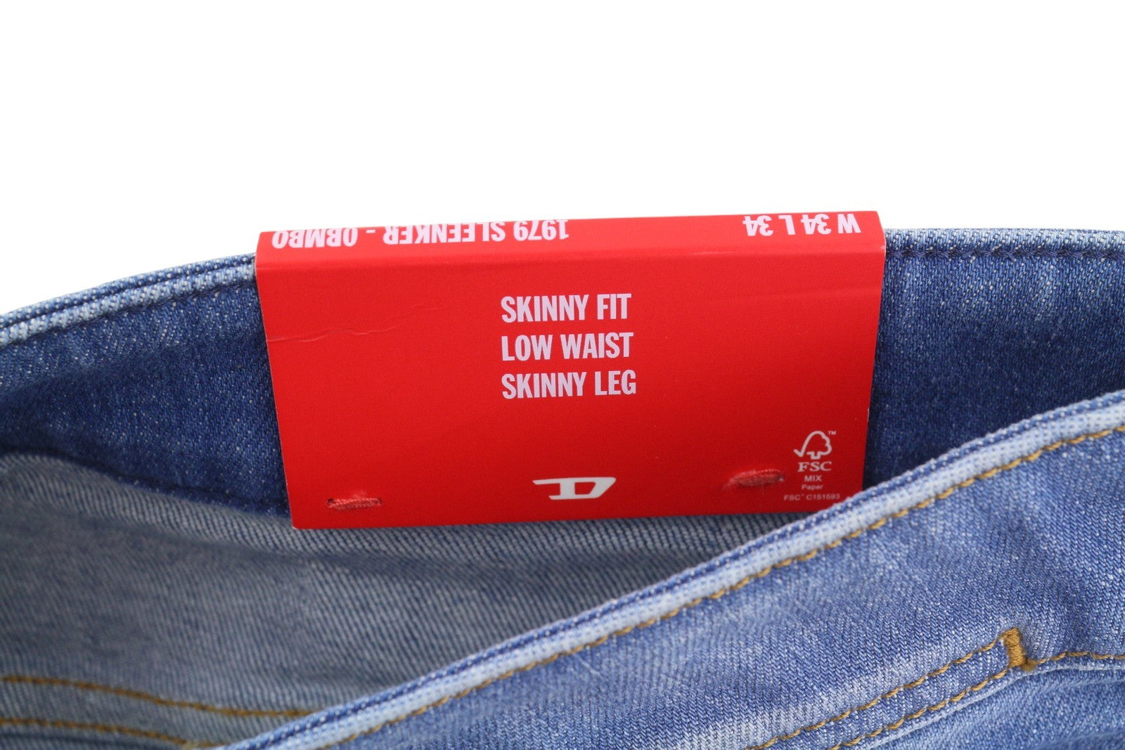 DIESEL 1979 Sleenker 0BMBQ Men Jeans W34/L34 Blue Skinny Fit Low Waist RRP175