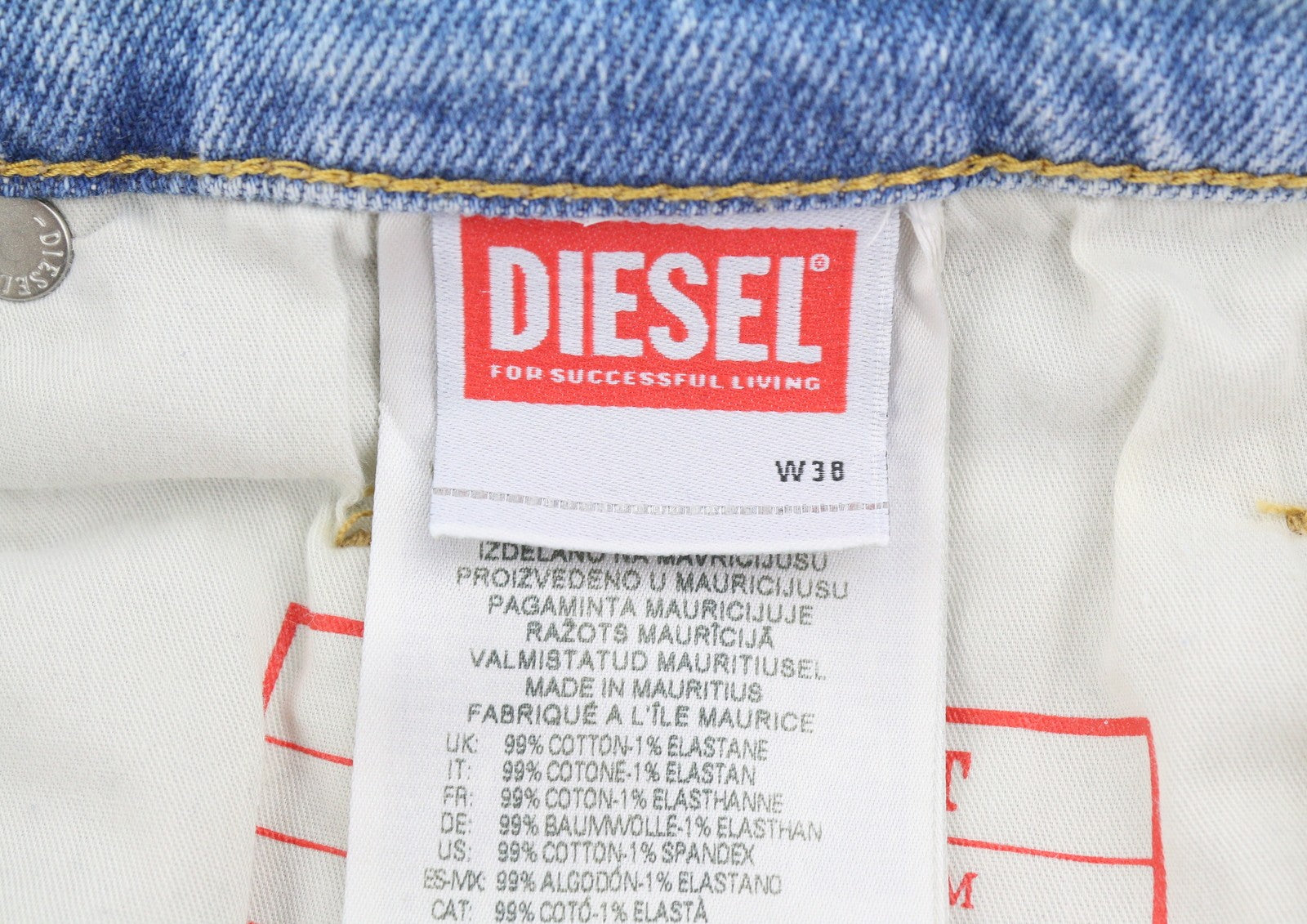 DIESEL 2019 D-Strukt 0DQAB Men Jeans W38/L32 Blue Faded Whiskers Slim RRP195