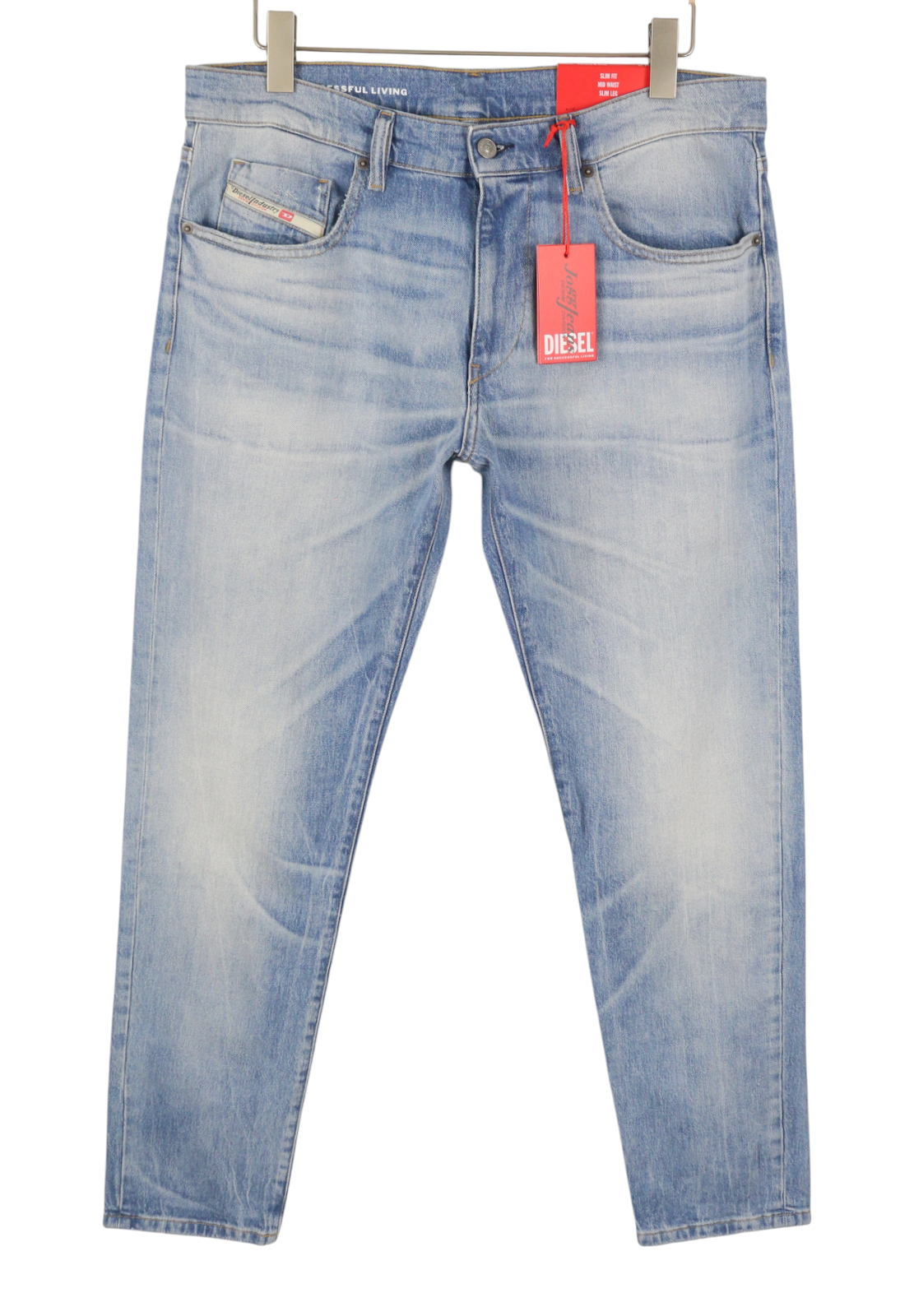 DIESEL 2019 D-Strukt 0DQAB Men Jeans W38/L32 Blue Faded Whiskers Slim RRP195