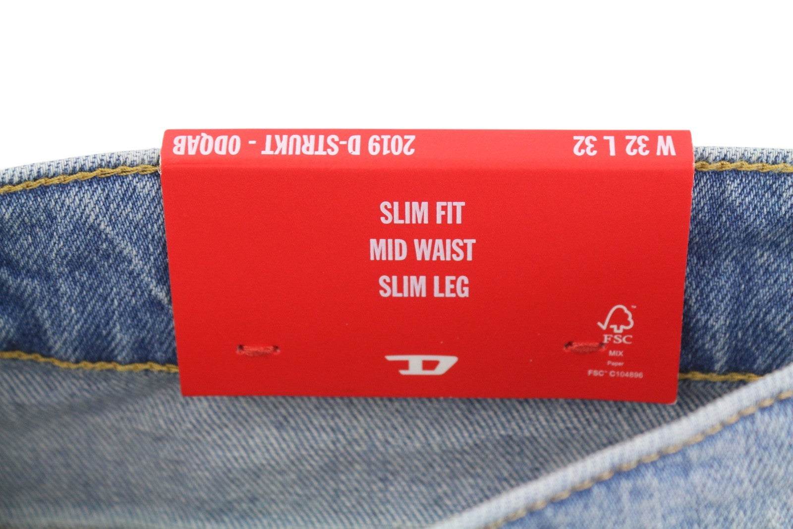 DIESEL 2019 D-Strukt 0DQAB Men Jeans W32/L32 Blue Faded Whiskers Slim RRP195