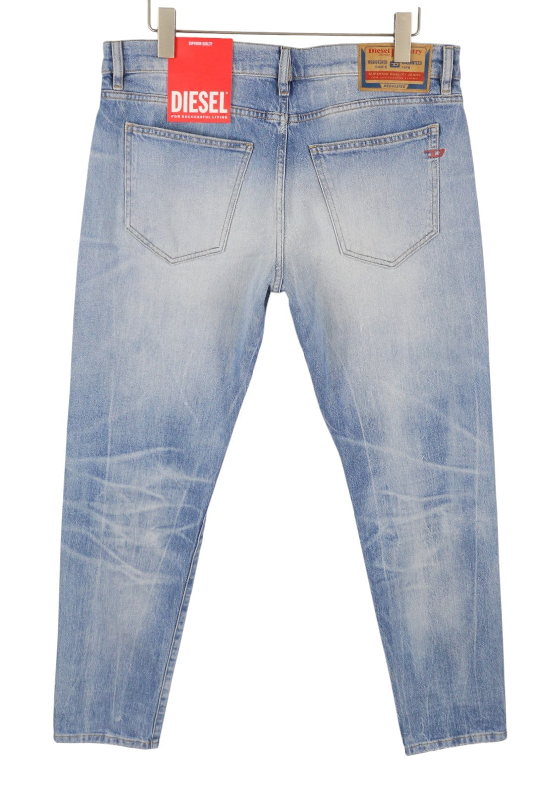 DIESEL 2019 D-Strukt 0DQAB Men Jeans W32/L32 Blue Faded Whiskers Slim RRP195