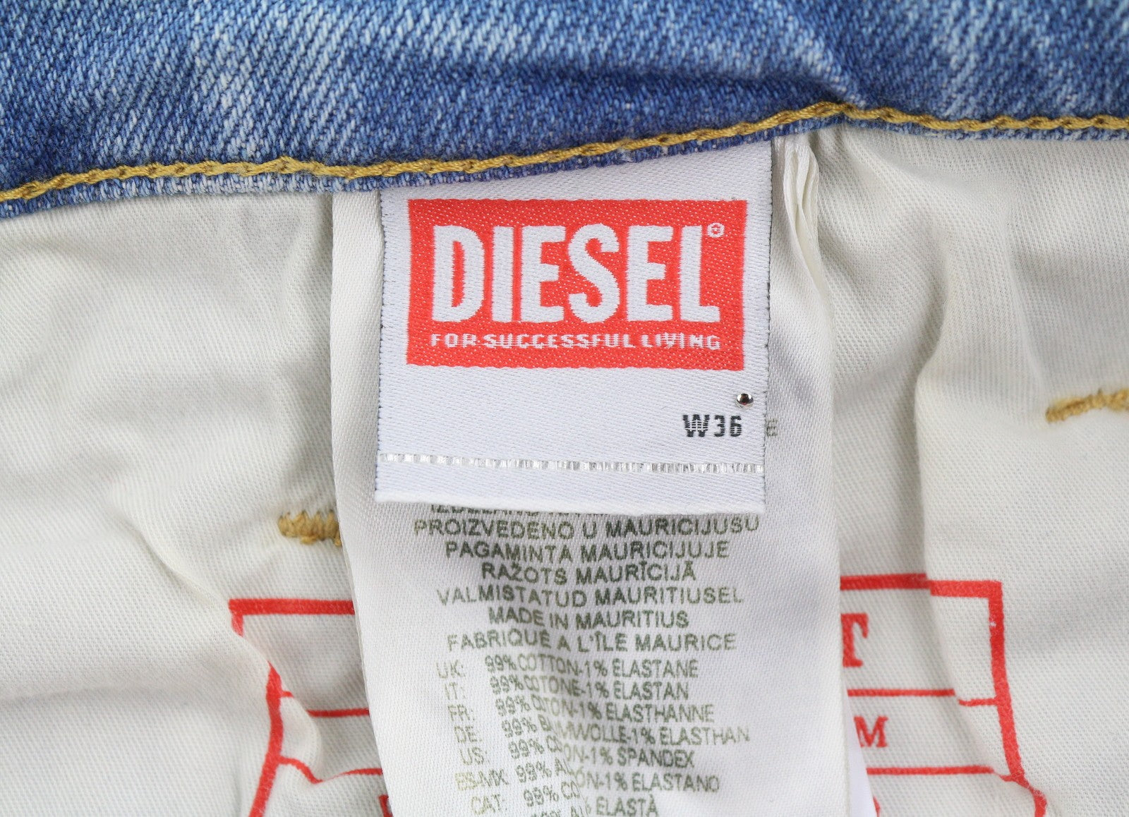 DIESEL 2019 D-Strukt 0DQAB Men Jeans W36/L32 Blue Faded Whiskers Slim RRP195