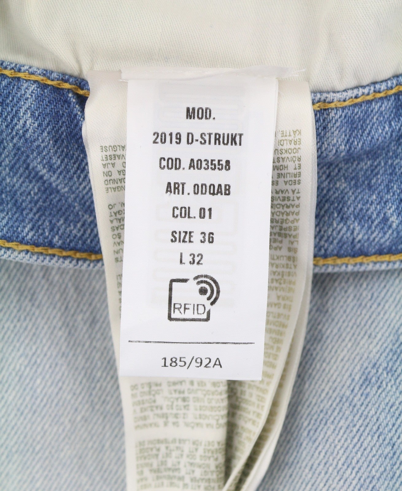 DIESEL 2019 D-Strukt 0DQAB Men Jeans W36/L32 Blue Faded Whiskers Slim RRP195