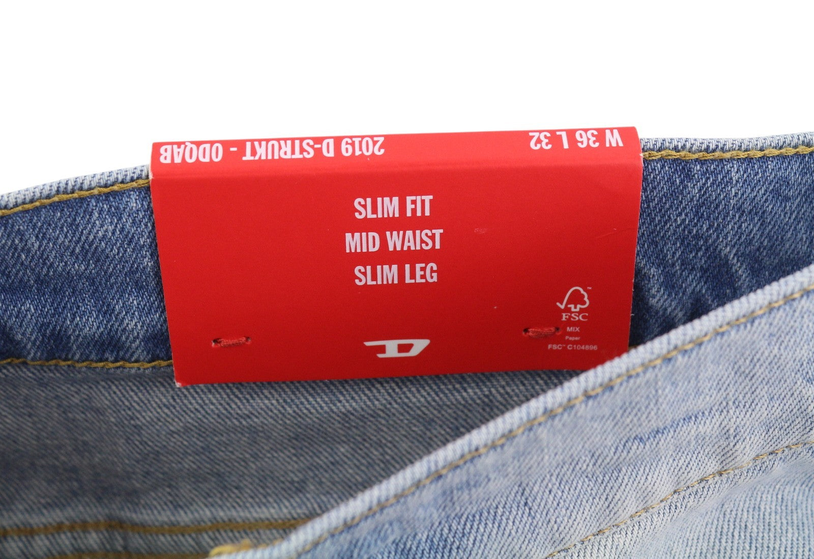 DIESEL 2019 D-Strukt 0DQAB Men Jeans W36/L32 Blue Faded Whiskers Slim RRP195