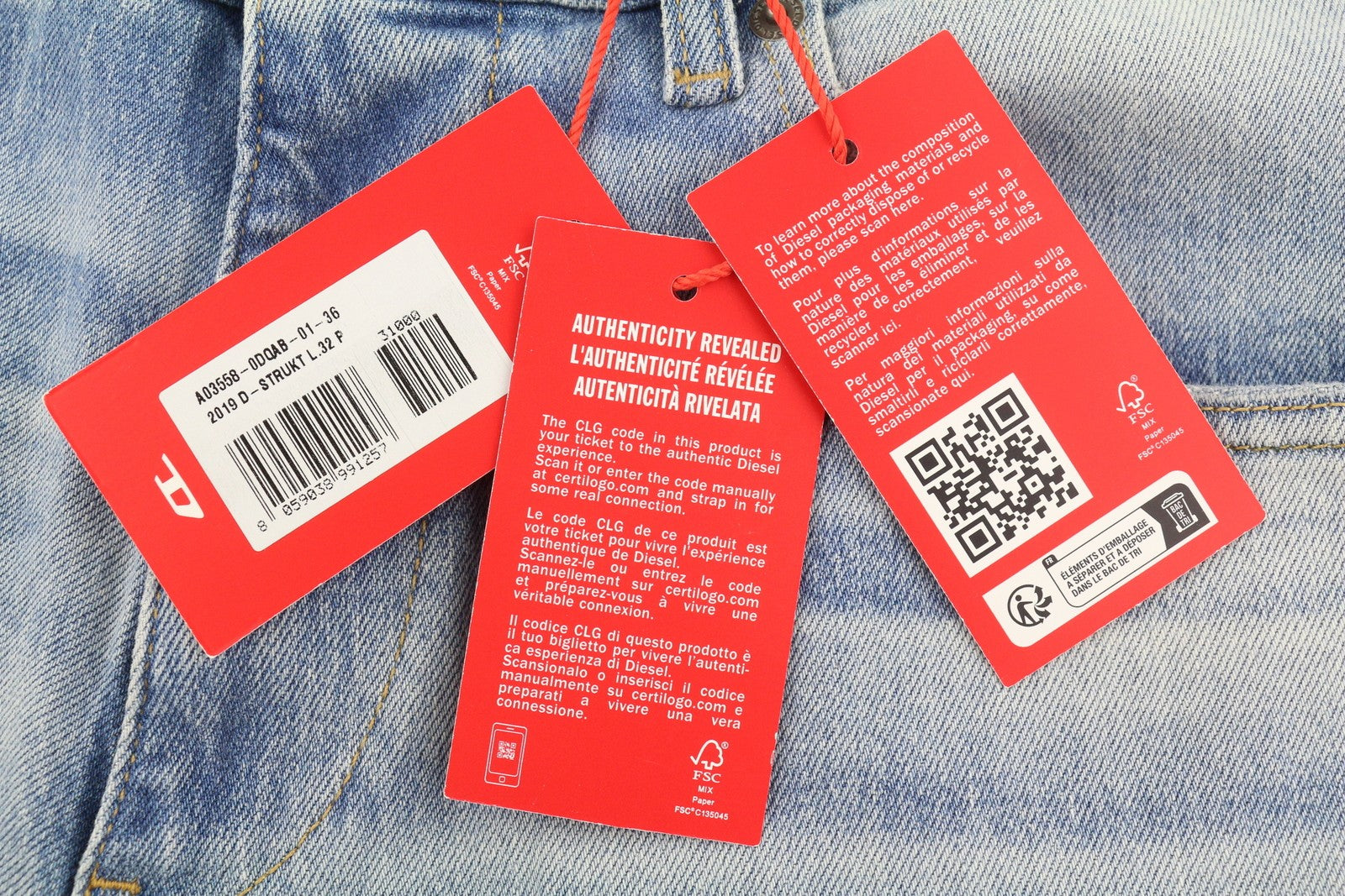 DIESEL 2019 D-Strukt 0DQAB Men Jeans W36/L32 Blue Faded Whiskers Slim RRP195