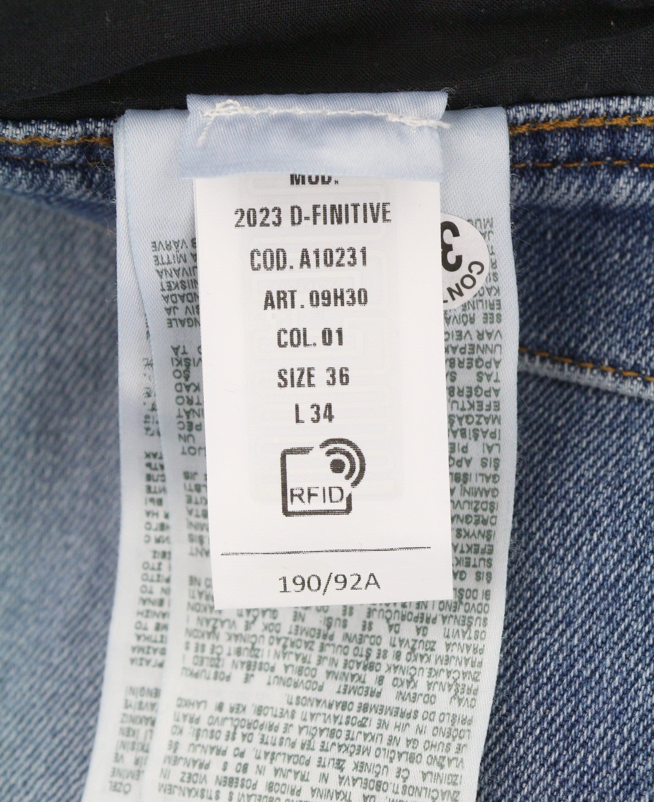 DIESEL 2023 D-Finitive 09H30 Men Jeans W36/L34 Blue Faded Regular Tapered RRP150