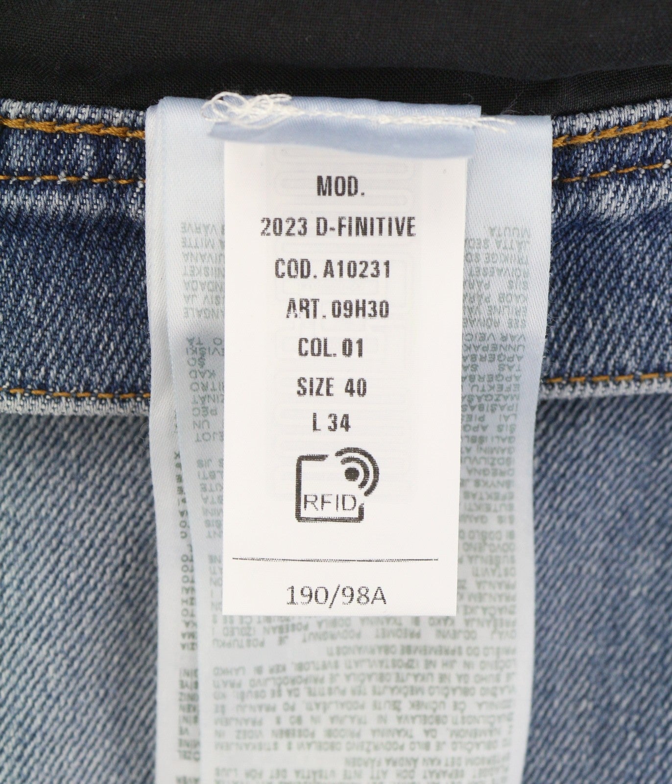 DIESEL 2023 D-Finitive 09H30 Men Jeans W40/L34 Blue Faded Regular Tapered RRP150
