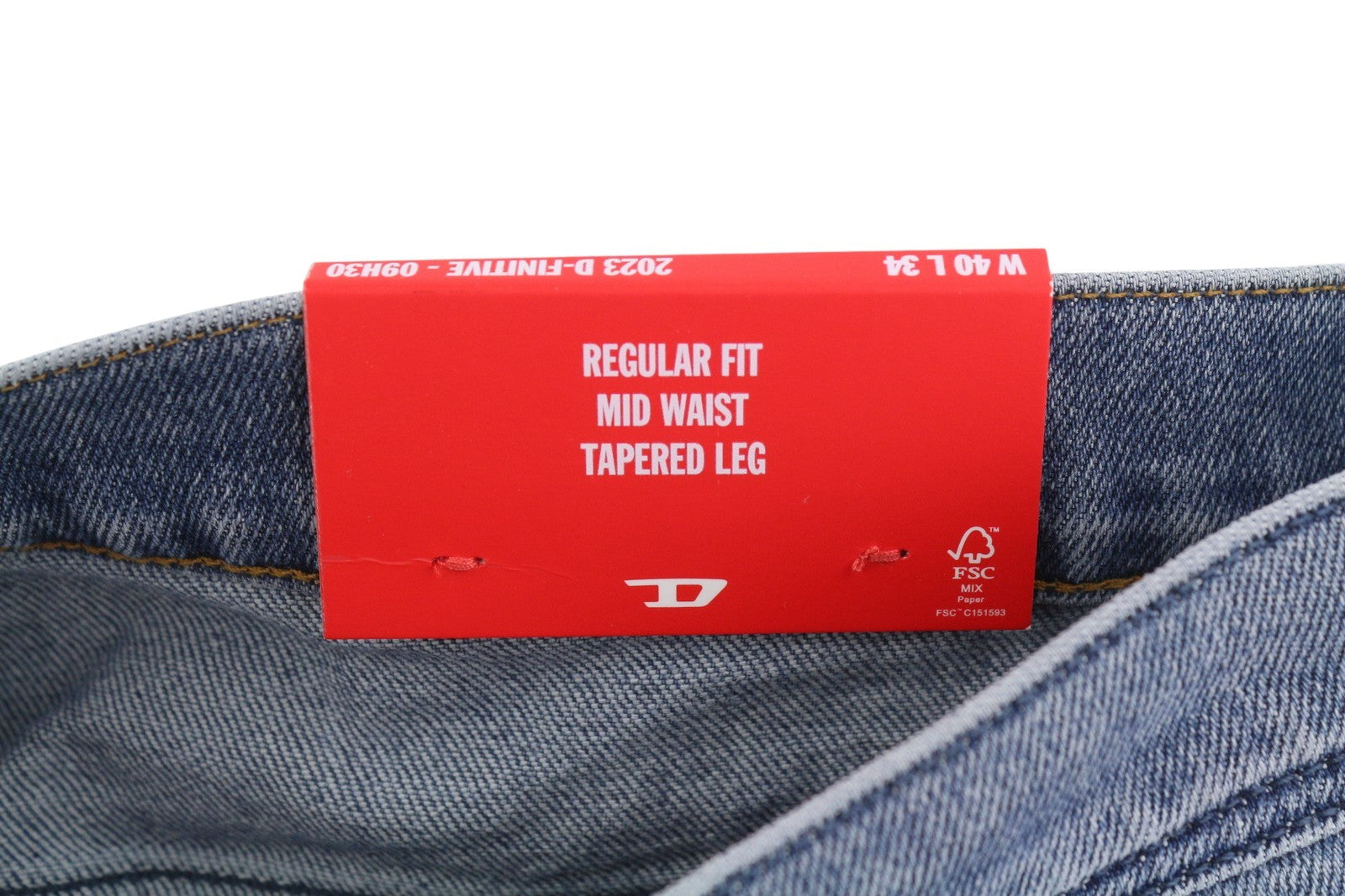DIESEL 2023 D-Finitive 09H30 Men Jeans W40/L34 Blue Faded Regular Tapered RRP150