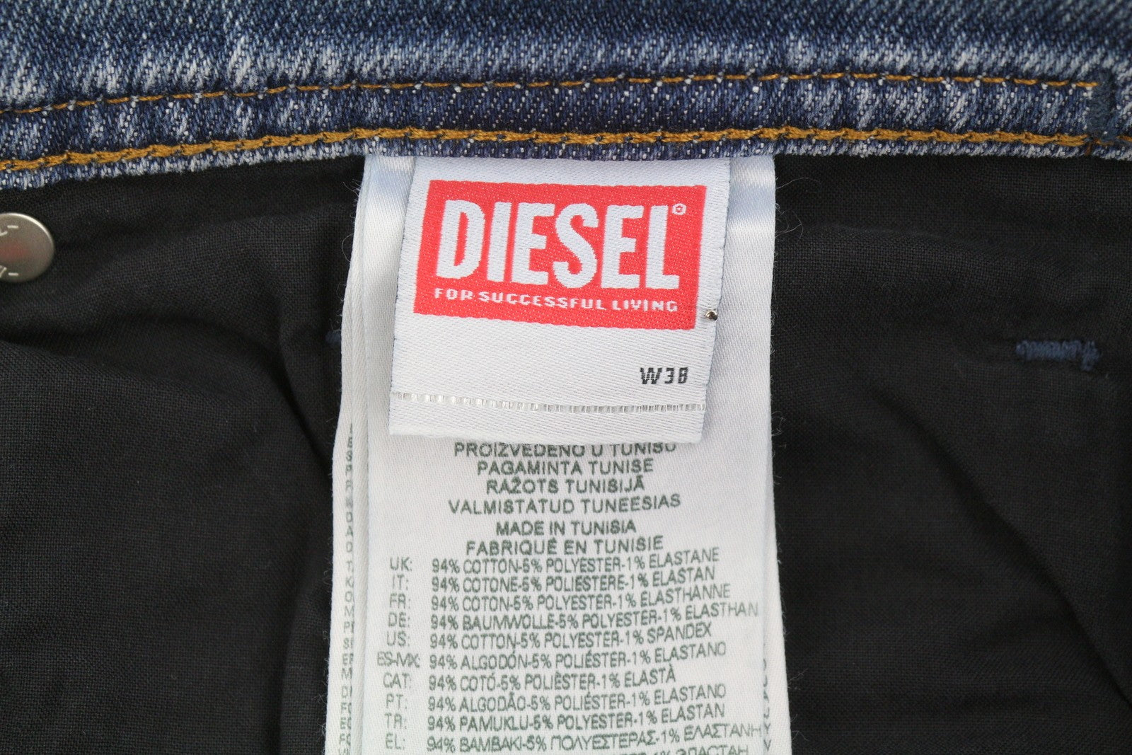 DIESEL 2023 D-Finitive 09H30 Men Jeans W38/L34 Blue Faded Regular Tapered RRP150