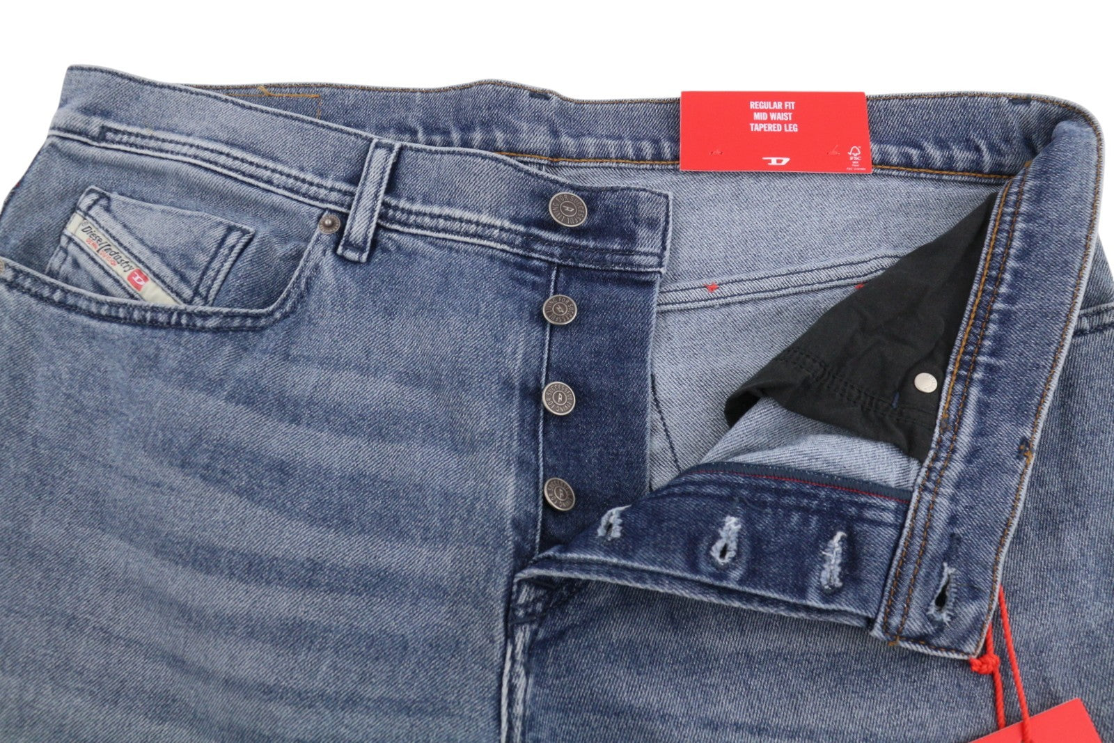 DIESEL 2023 D-Finitive 09H30 Men Jeans W38/L34 Blue Faded Regular Tapered RRP150