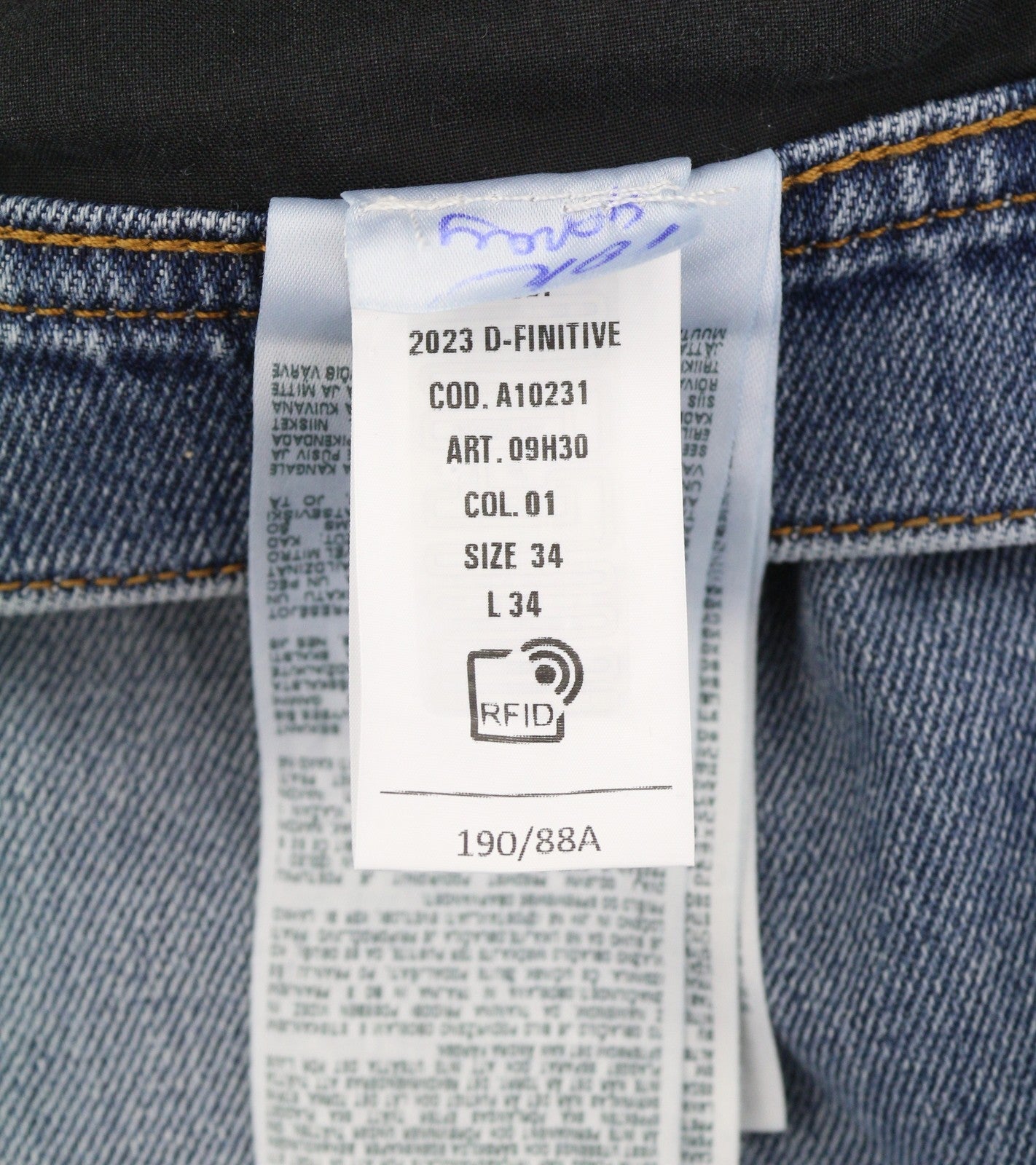 DIESEL 2023 D-Finitive 09H30 Men Jeans W34/L34 Blue Faded Regular Tapered RRP150