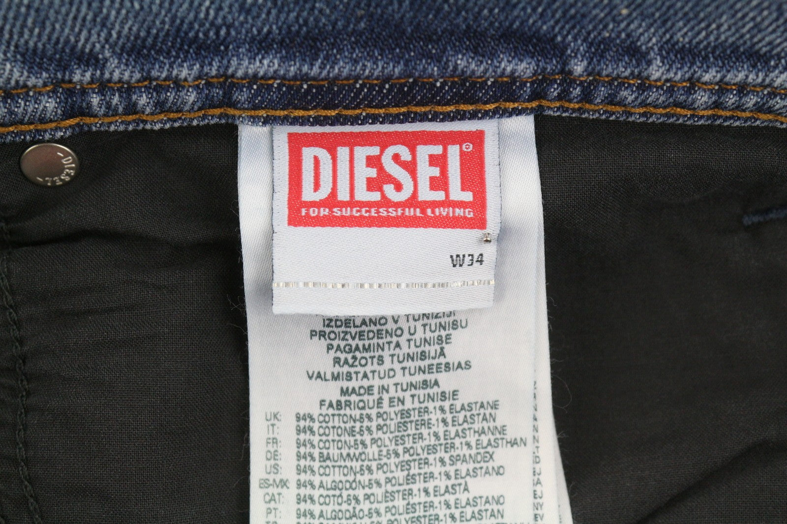 DIESEL 2023 D-Finitive 09H30 Men Jeans W34/L34 Blue Faded Regular Tapered RRP150