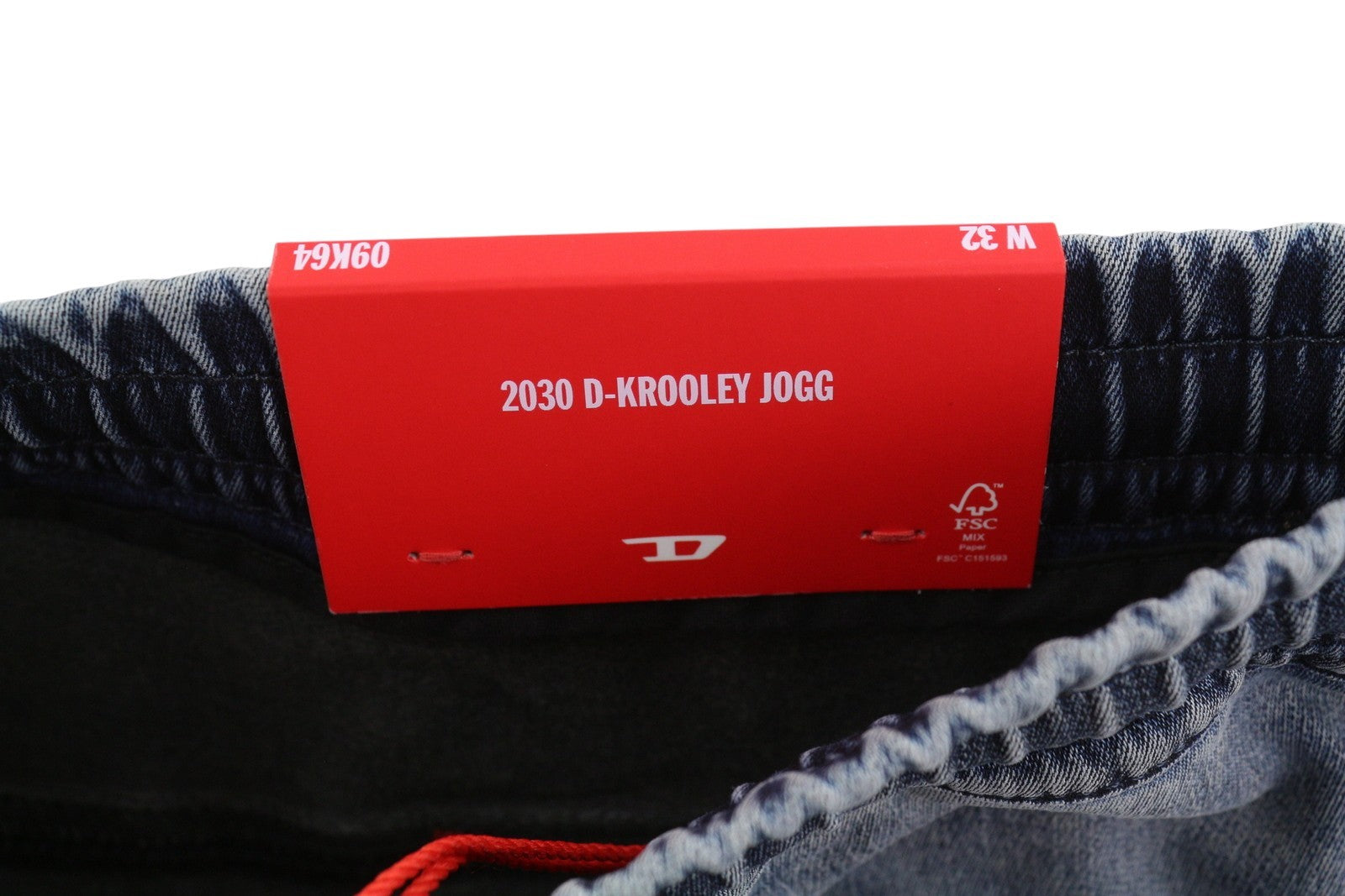 DIESEL 2030 D-Krooley Jogg 09K64 Men Jeans W32 Blue Faded Distressed RRP325