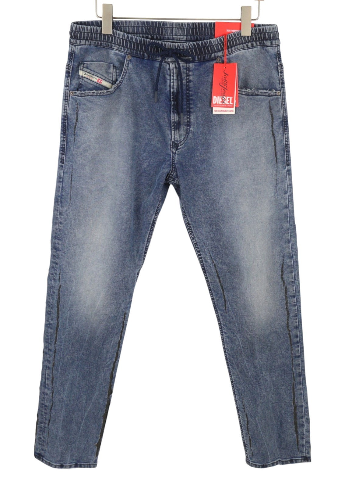DIESEL 2030 D-Krooley Jogg 09K64 Men Jeans W36 Blue Faded Distress RRP325