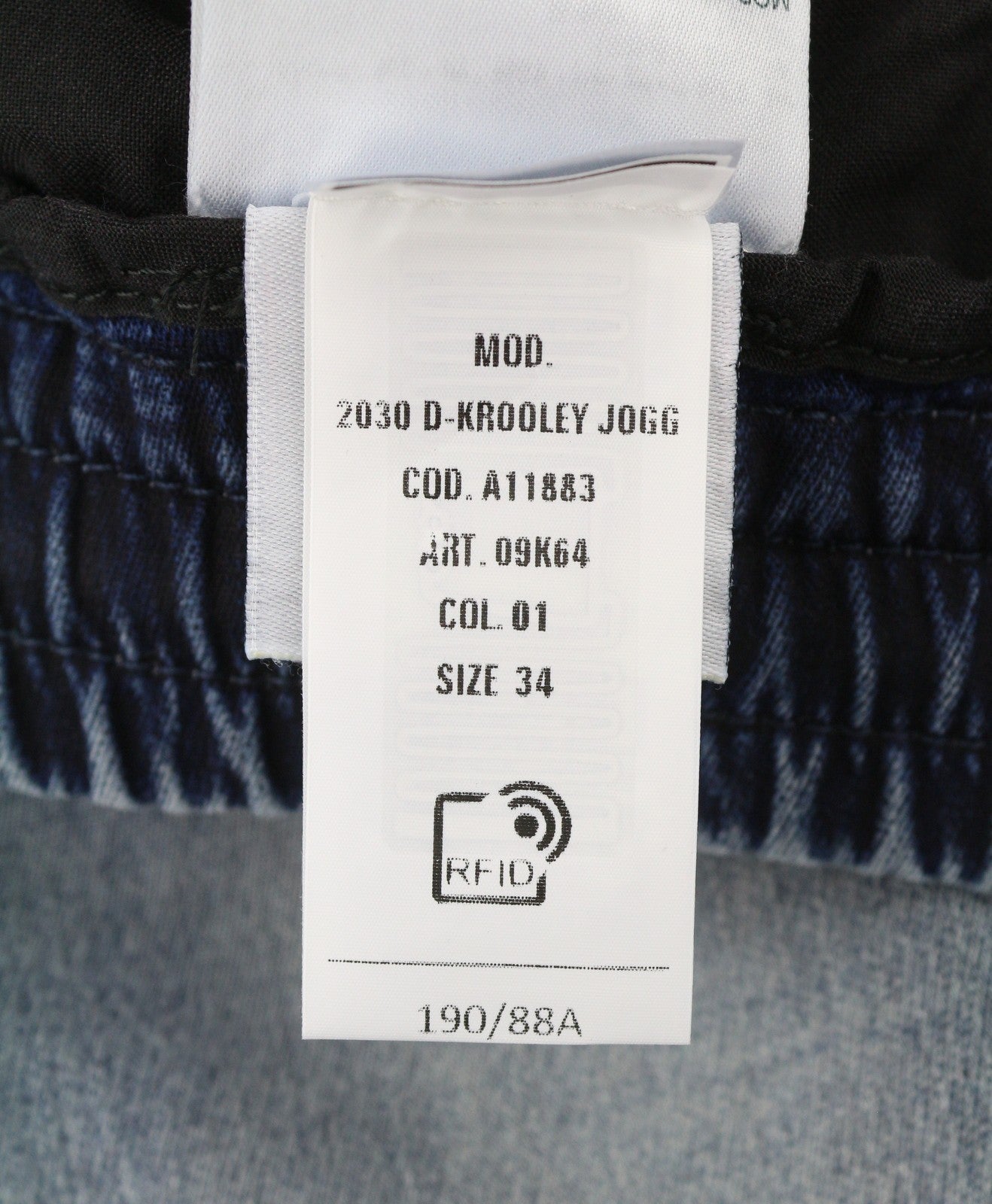 DIESEL 2030 D-Krooley Jogg 09K64 Men Jeans W34 Blue Faded Distressed RRP325