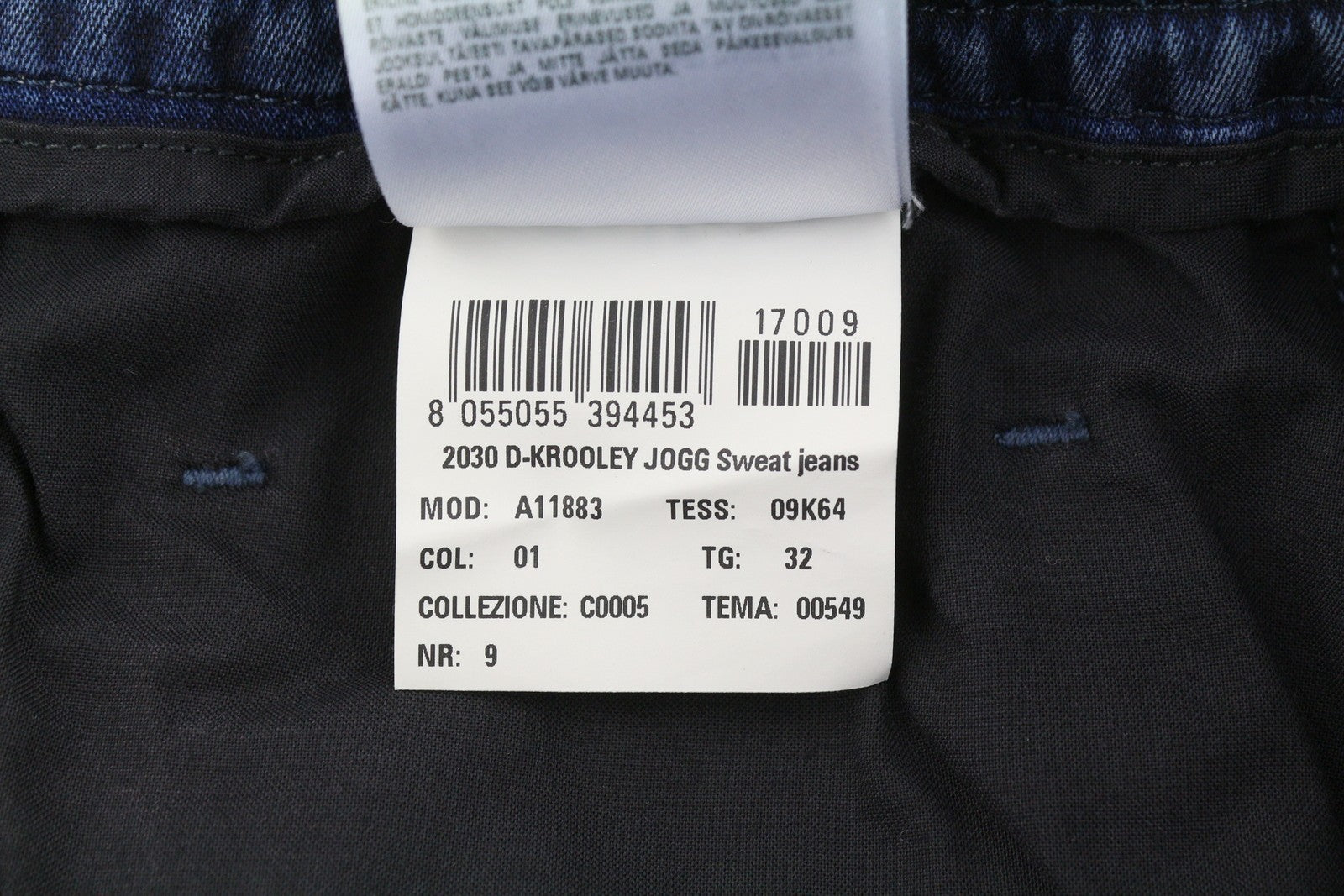 DIESEL 2030 D-Krooley Jogg 09K64 Men Jeans W32 Blue Faded Distress RRP325
