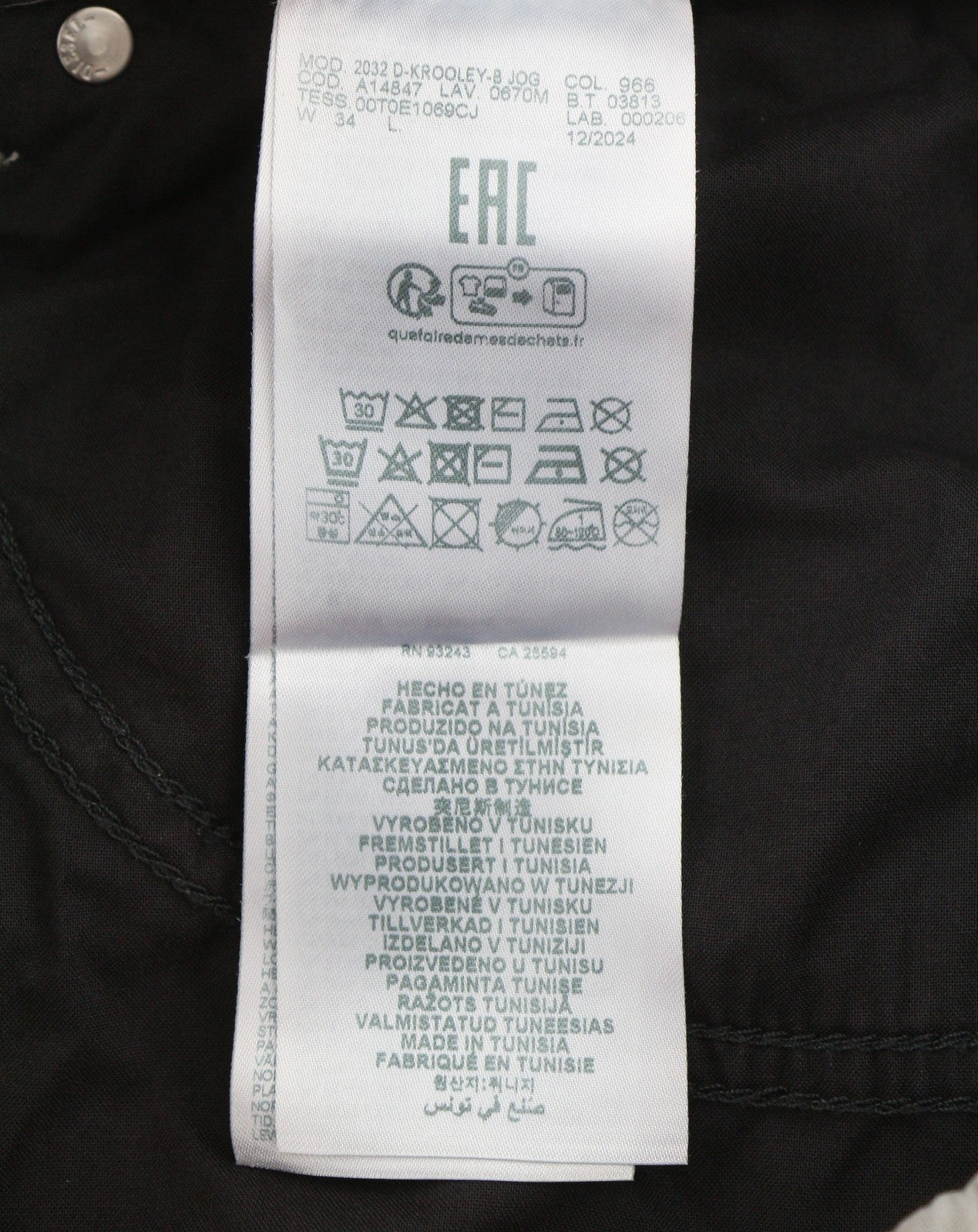 DIESEL 2032 D-Krooley-B Jogg 0670M Men Jeans W34 Grey Faded Stretch RRP275