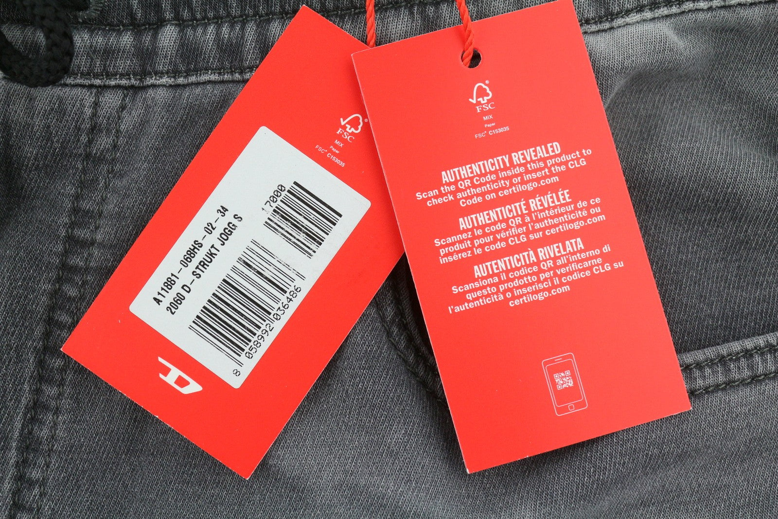 DIESEL 2060 D-Strukt Jogg 068HS Men Jeans W34 Grey Faded Whiskers RRP295