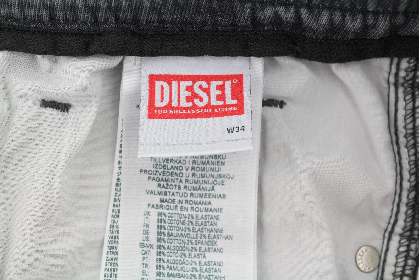 DIESEL 2060 D-Strukt Jogg 068HS Men Jeans W34 Grey Faded Whiskers RRP295