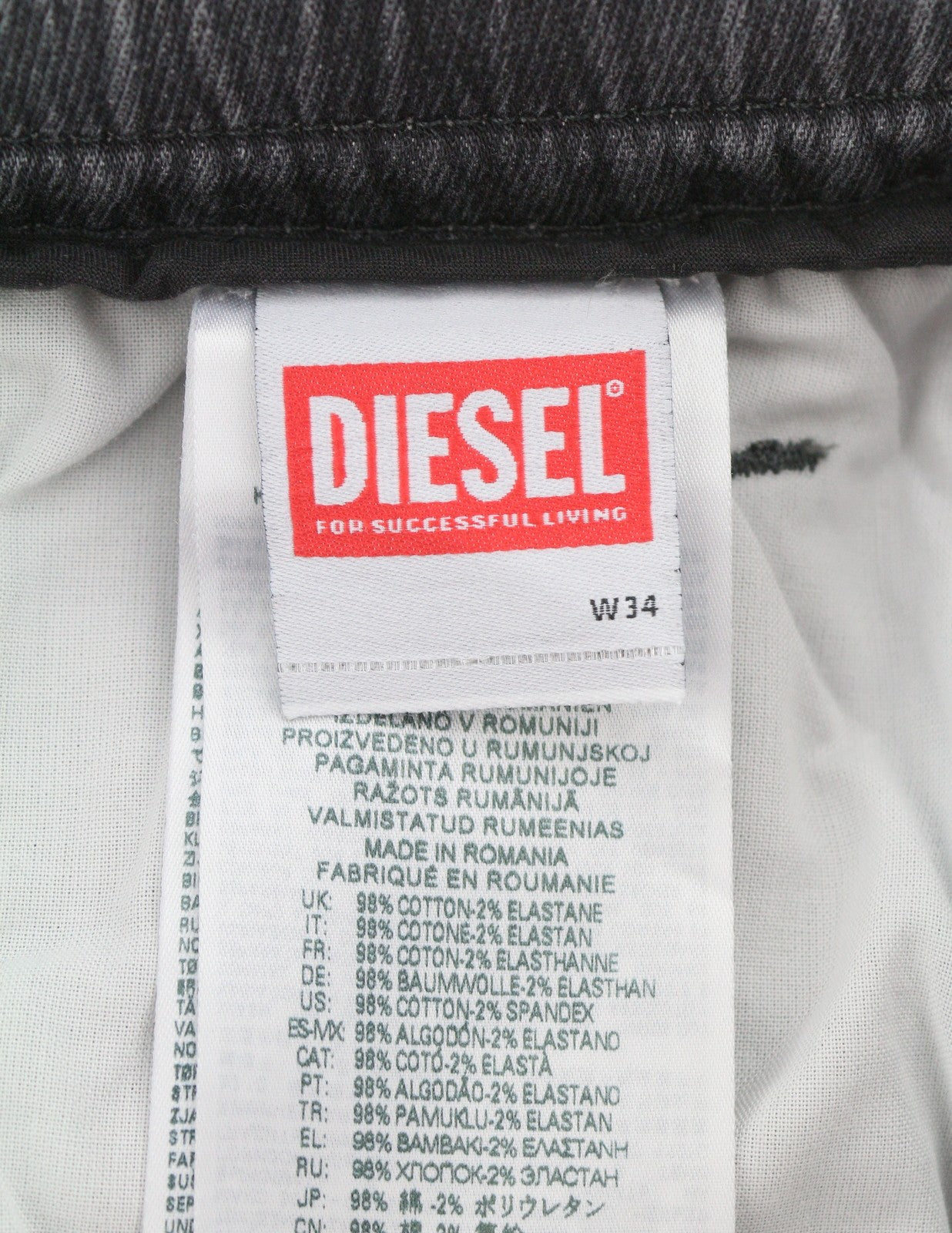 DIESEL 2060 D-Strukt Jogg 068HS Men Jeans W34 Grey Faded Whiskers RRP295