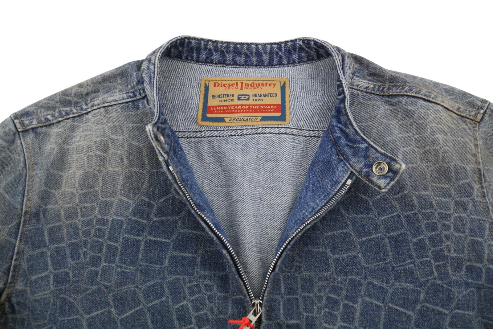 DIESEL CL-D-Glory-Snake Men Jacket XL Blue Hemp Blend Faded Denim RRP450