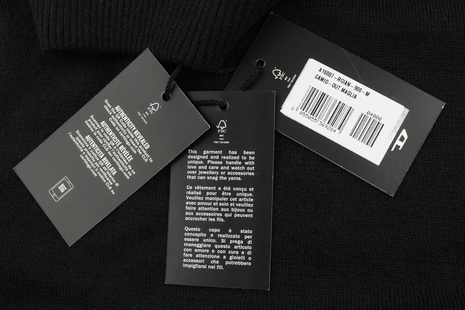 DIESEL Camio-Out Men Jumper M Black Wool Blend Knit Half Zip Pull On RRP195