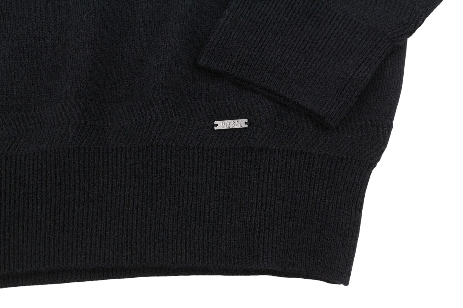 DIESEL Camio-Out Men Jumper L Black Wool Blend Knit Half Zip Pull On RRP195