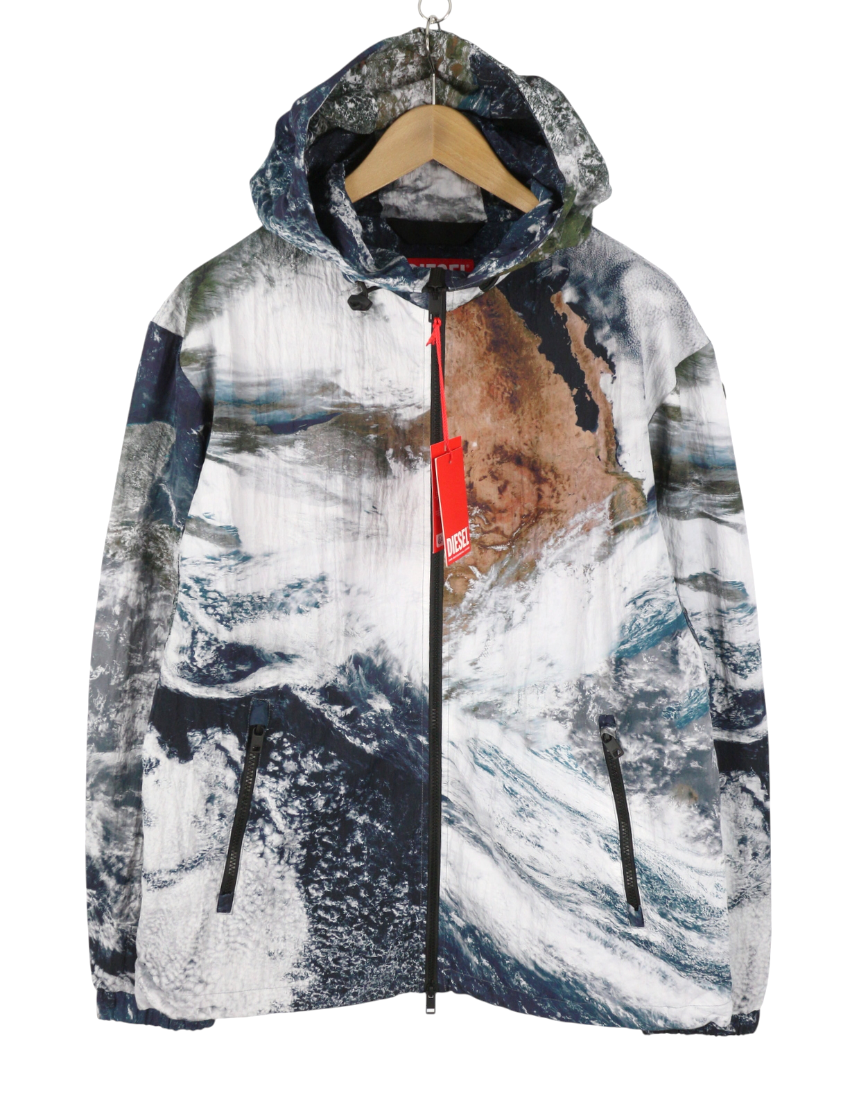 DIESEL J-Warrett-Print Men Jacket 50 Hooded Windbreaker Lightweight RRP250