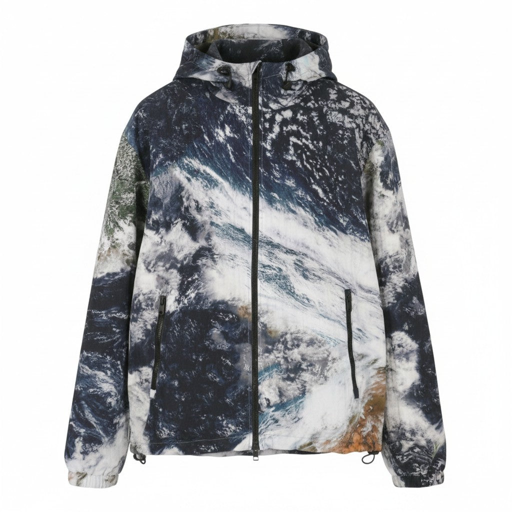 DIESEL J-Warrett-Print Men Jacket 52 Hooded Windbreaker Lightweight RRP250